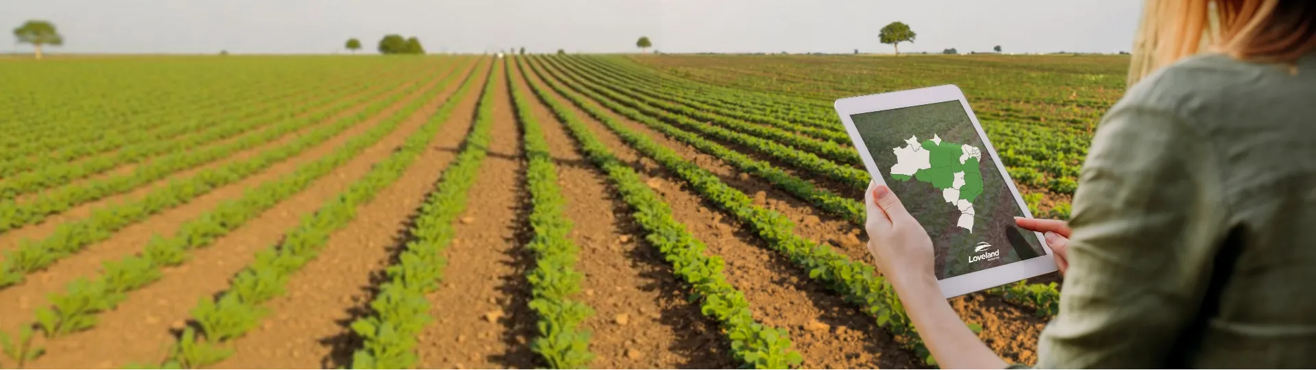 Moça com um tablet nas mãos